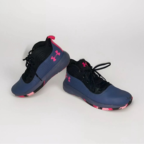 Under Armour Lockdown Basketball Shoe Size 6Y Gray Pink - Picture 3 of 10
